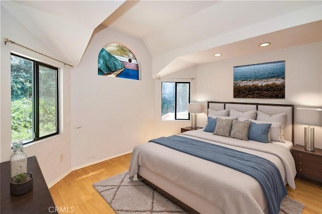 2990 Malaga Cir Unit C, Diamond Bar, CA 91765 - bedroom featuring light wood finished floors, lofted ceiling, recessed lighting, and baseboards