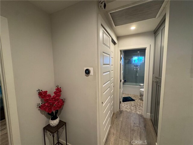 14825 Cranbrook Ave, Hawthorne, CA 90250 - hallway featuring wood finished floors, baseboards, and recessed lighting