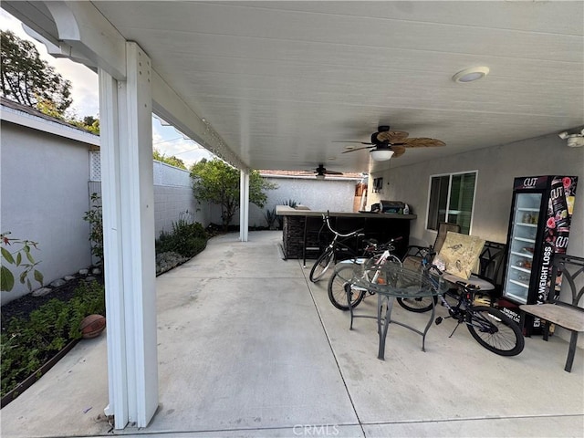 14825 Cranbrook Ave, Hawthorne, CA 90250 - view of patio / terrace featuring a ceiling fan and fence