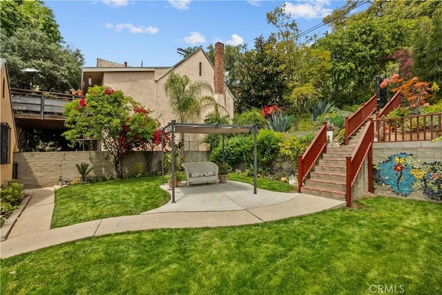 641 Sunnyhill Dr, Los Angeles, CA 90065 - view of grassy yard with stairway and a patio area