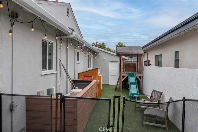 view of yard with a playground