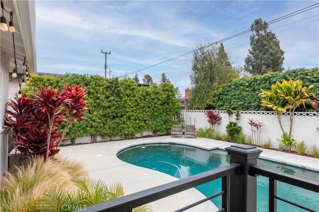 view of swimming pool with a fenced backyard