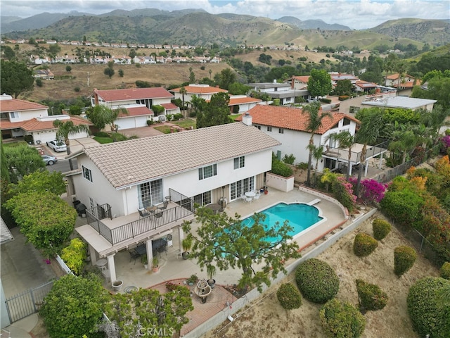 11806 Thunderbird Ave, Porter Ranch, CA 91326 - aerial perspective of suburban area featuring a mountain backdrop and a pool