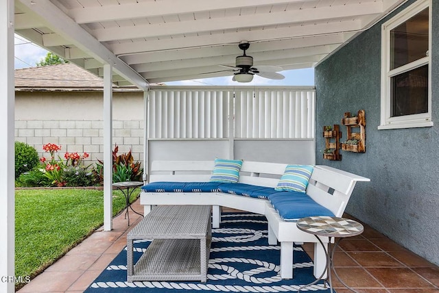 5627 Huddart Ave, Arcadia, CA 91006 - view of patio / terrace featuring a ceiling fan and an outdoor living space