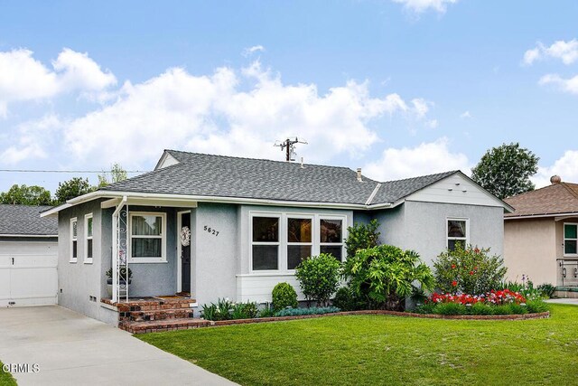 5627 Huddart Ave, Arcadia, CA 91006 - view of front of home with a front yard, stucco siding, a shingled roof, and concrete driveway