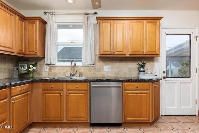 5627 Huddart Ave, Arcadia, CA 91006 - kitchen with dishwasher, brown cabinets, and backsplash