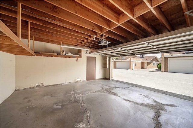 garage with a garage door opener