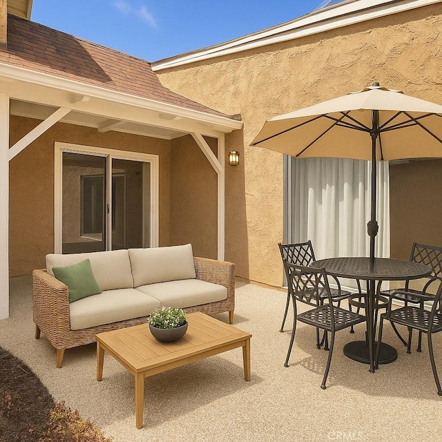 view of patio / terrace with outdoor dining area and an outdoor living space
