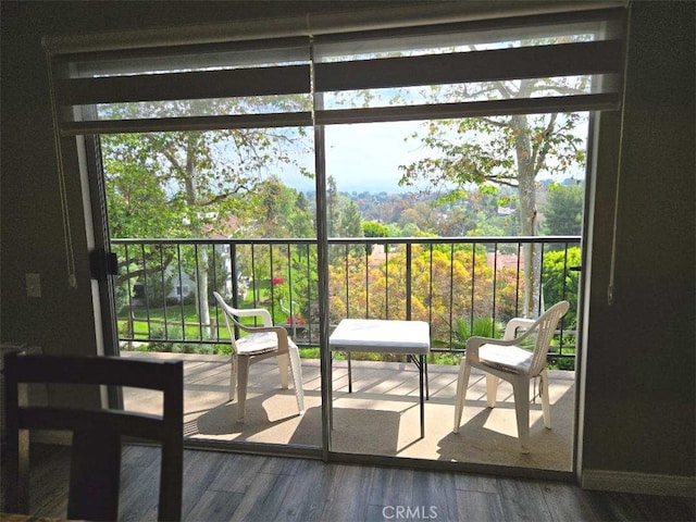3364 Punta Alta D, Laguna Woods, CA 92637 - doorway to outside featuring wood finished floors and healthy amount of natural light