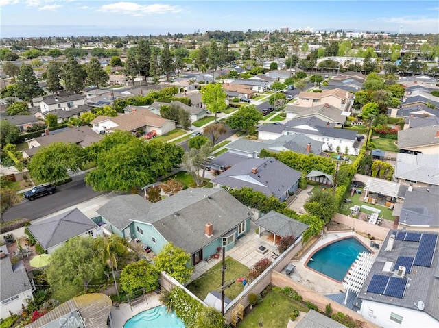 6911 E 10th St, Long Beach, CA 90815 - aerial perspective of suburban area with a pool area