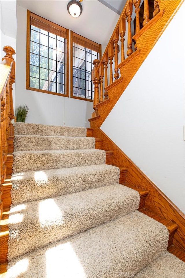 stairs with baseboards