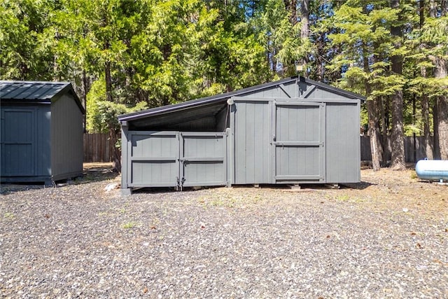 8269 Lost Mill Rd, Shingletown, CA 96088 - view of shed featuring view of scattered trees