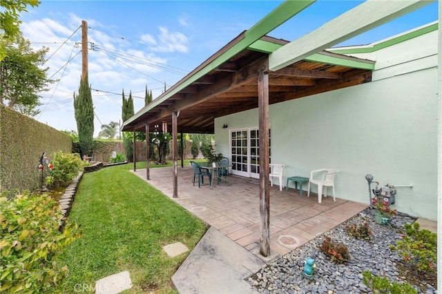 view of patio featuring french doors