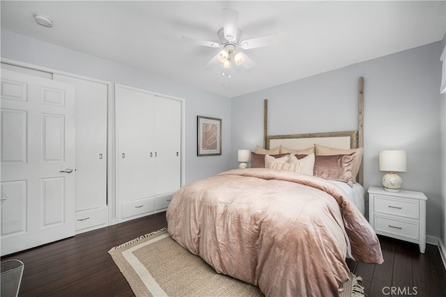 3113 San Anseline Ave, Long Beach, CA 90808 - bedroom featuring hardwood / wood-style floors, a closet, and a ceiling fan