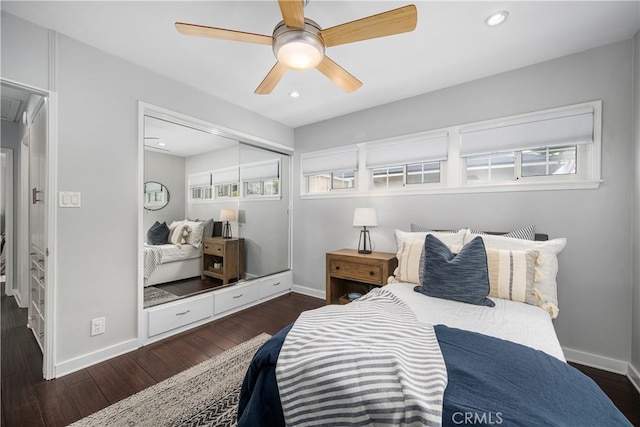 3113 San Anseline Ave, Long Beach, CA 90808 - bedroom featuring attic access, multiple windows, baseboards, wood finished floors, and recessed lighting