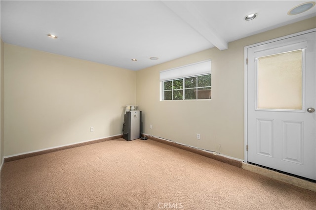 3113 San Anseline Ave, Long Beach, CA 90808 - unfurnished room featuring carpet floors, beam ceiling, baseboards, and recessed lighting
