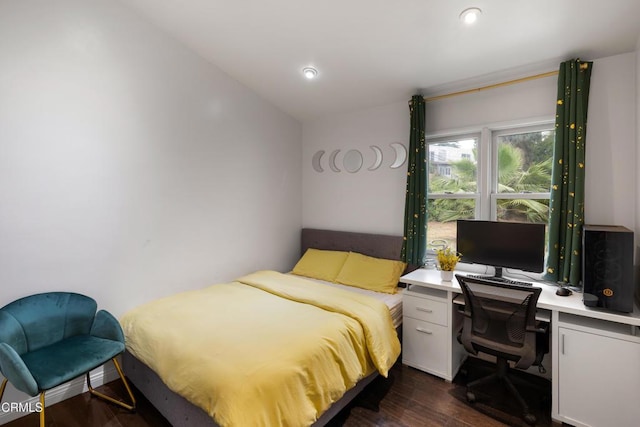 1445 Washburn Rd, Pasadena, CA 91105 - bedroom featuring dark wood-type flooring, a desk, and recessed lighting