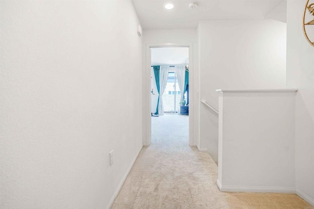 1445 Suwerte Ave Unit 4, Chula Vista, CA 91915 - hallway featuring carpet, an upstairs landing, baseboards, and recessed lighting