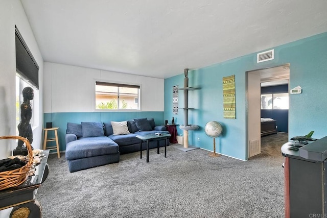 3113 Buena Hills Dr, Oceanside, CA 92056 - living room featuring healthy amount of natural light, carpet flooring, and wainscoting