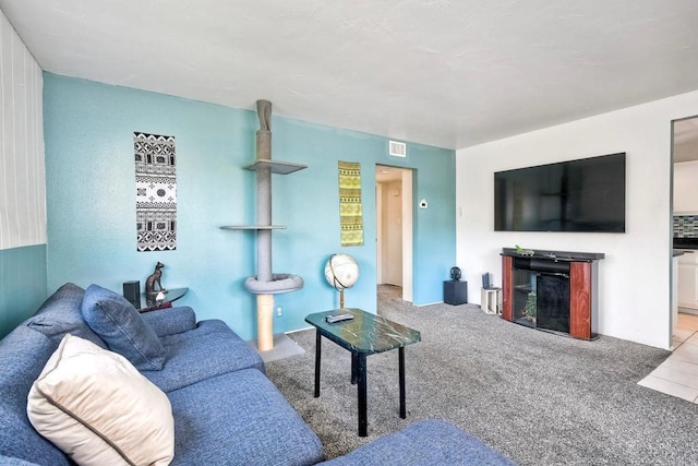 3113 Buena Hills Dr, Oceanside, CA 92056 - living area featuring a fireplace and carpet flooring