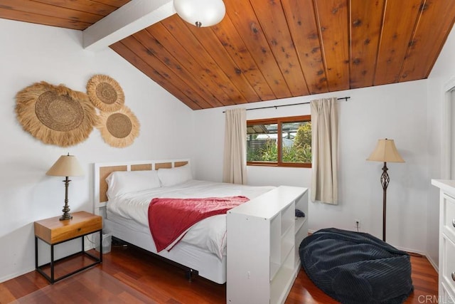 bedroom with wood finished floors and wood ceiling