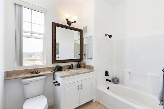 12370 Carmel Country Rd Unit 305, San Diego, CA 92130 - bathroom with toilet, shower / bath combination, vanity, and tile patterned flooring
