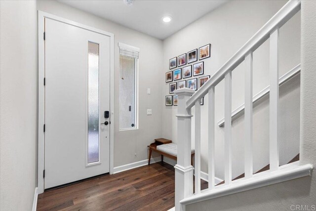 1840 Mint Unit 6, Chula Vista, CA 91915 - foyer with dark wood-style flooring, stairway, and recessed lighting