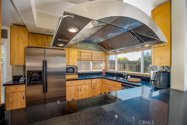 24111 Marathon St, Mission Viejo, CA 92691 - kitchen with stainless steel appliances, island exhaust hood, and a sink