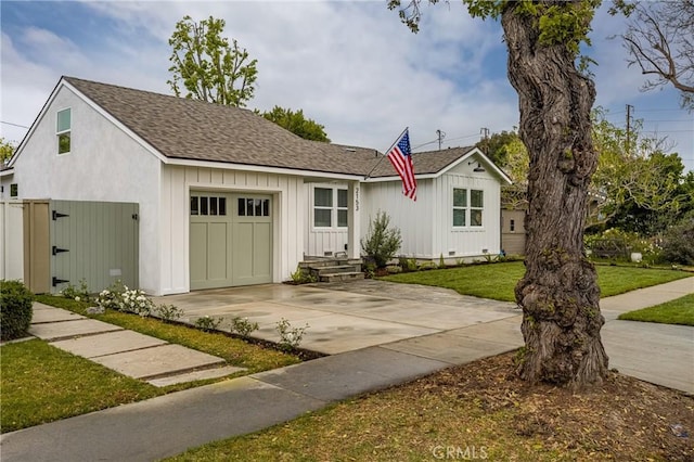 2153 Stanbridge Ave, Long Beach, CA 90815 - view of front of home with a garage, driveway, a shingled roof, and a front lawn
