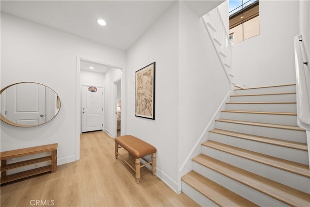 54 Painted Cameo, Irvine, CA 92602 - stairs with wood finished floors, recessed lighting, and baseboards