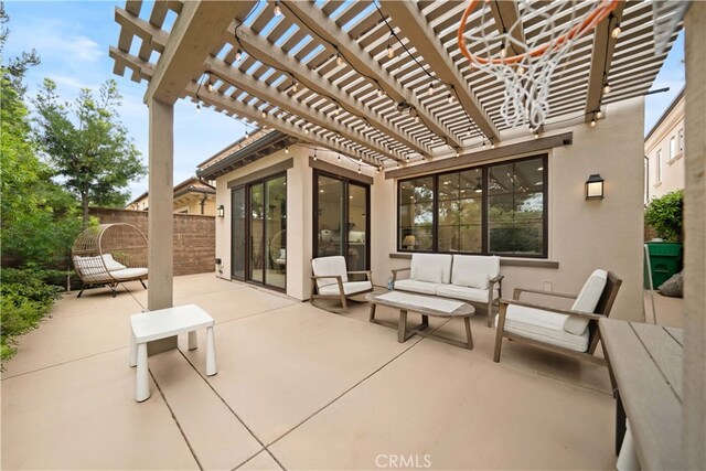 54 Painted Cameo, Irvine, CA 92602 - view of patio / terrace with a pergola, fence, and an outdoor hangout area