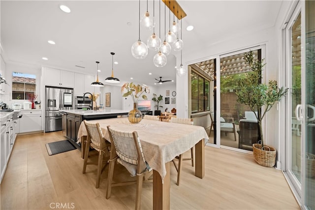 54 Painted Cameo, Irvine, CA 92602 - dining room featuring light wood-type flooring, recessed lighting, and ceiling fan