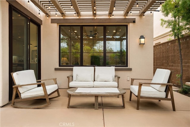 54 Painted Cameo, Irvine, CA 92602 - view of patio / terrace with a pergola, fence, and outdoor lounge area
