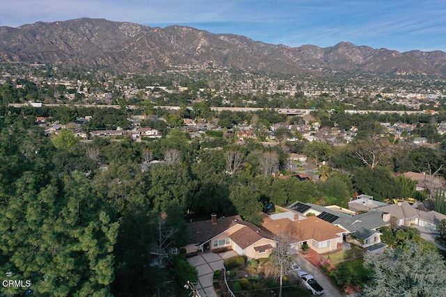 aerial overview of property's location with a mountain backdrop