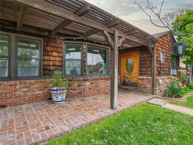 1234 N Ontario St, Burbank, CA 91505 - doorway to property with a pergola and cooling unit
