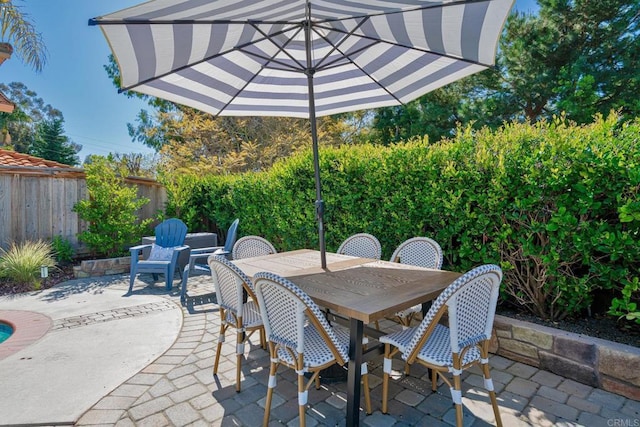 view of patio / terrace with fence and outdoor dining space