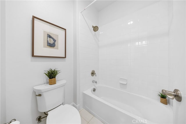 full bath with toilet, bathtub / shower combination, and tile patterned floors