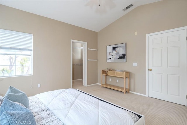 12671 Nicklaus Ln, Tustin, CA 92782 - bedroom featuring carpet, lofted ceiling, a spacious closet, baseboards, and a closet
