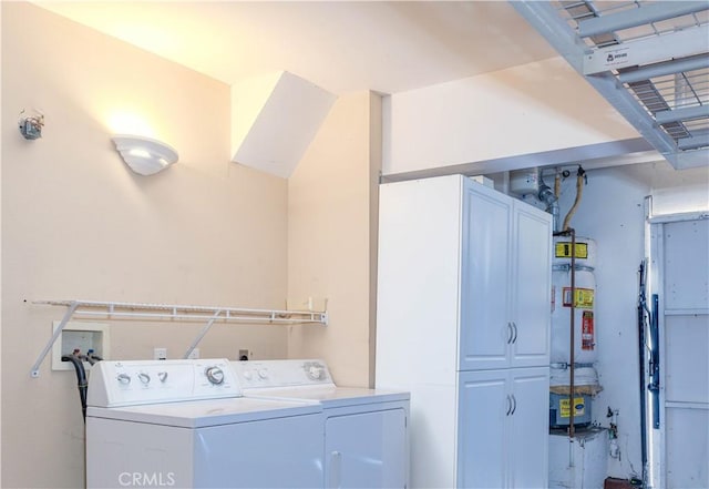 12671 Nicklaus Ln, Tustin, CA 92782 - washroom featuring cabinet space, separate washer and dryer, and water heater