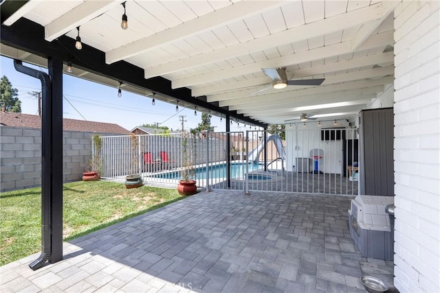 812 N Fern St, Orange, CA 92867 - view of patio / terrace featuring a ceiling fan and a fenced backyard