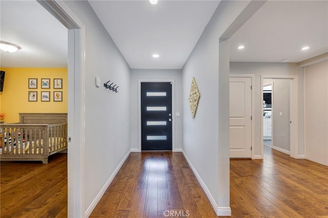 812 N Fern St, Orange, CA 92867 - entrance foyer with wood-type flooring, baseboards, and recessed lighting