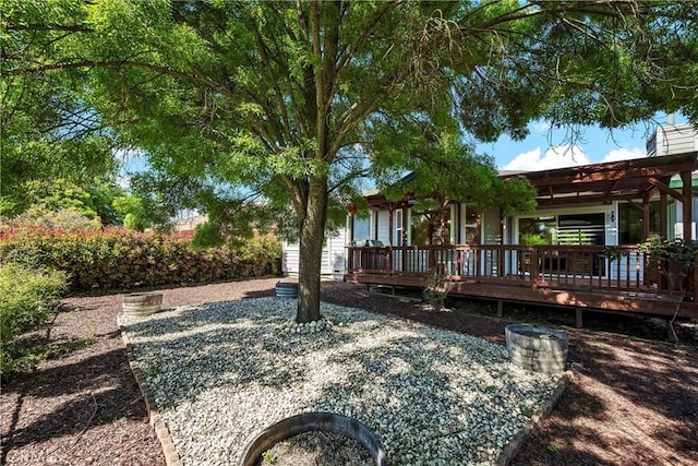 view of yard featuring a deck