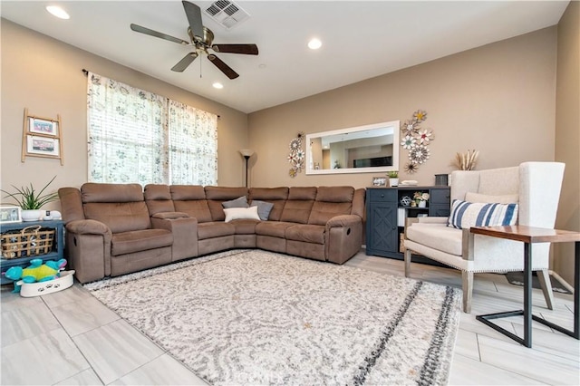 12440 Constellation St, Eastvale, CA 91752 - living area featuring ceiling fan and recessed lighting