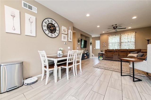 12440 Constellation St, Eastvale, CA 91752 - dining room with recessed lighting, ceiling fan, and baseboards
