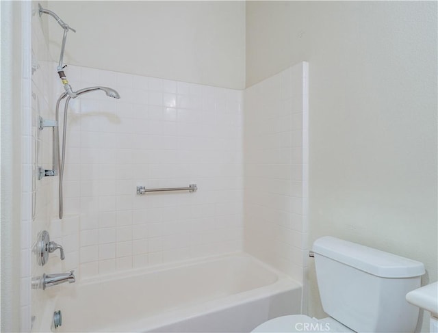 full bathroom featuring toilet and shower / washtub combination
