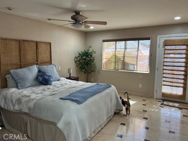 1391/2 N 12th Ave, Upland, CA 91786 - bedroom featuring recessed lighting, a ceiling fan, and light tile patterned floors