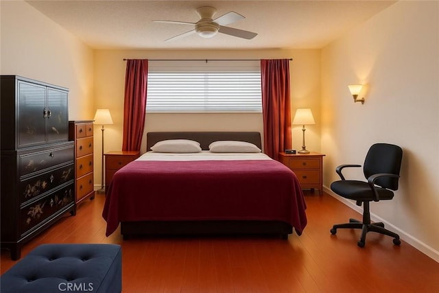 1600 N Hobart Blvd Unit 16, Los Angeles, CA 90027 - bedroom with wood finished floors, baseboards, and a ceiling fan
