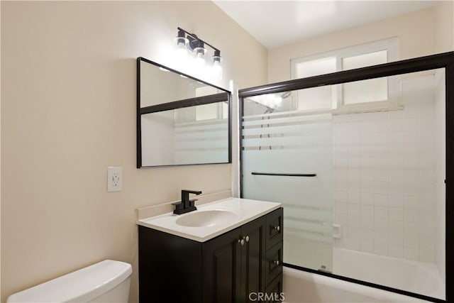 1808 W Palm Dr, West Covina, CA 91790 - bathroom featuring vanity, toilet, and shower / bath combination with glass door