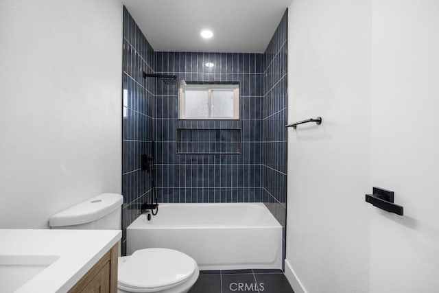 18103 Camino Bello Unit 4, Rowland Heights, CA 91748 - full bath with toilet, vanity, tile patterned flooring, and shower / bathtub combination
