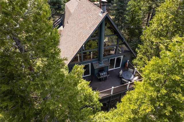 265 Grizzly Rd, Lake Arrowhead, CA 92317 - back of house featuring a wooden deck